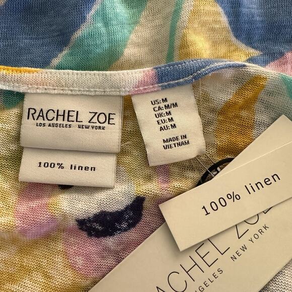 Rachel Zoe Multicolor Cap Sleeves Linen Blouse - Size M - NWT - Picture 5 of 7